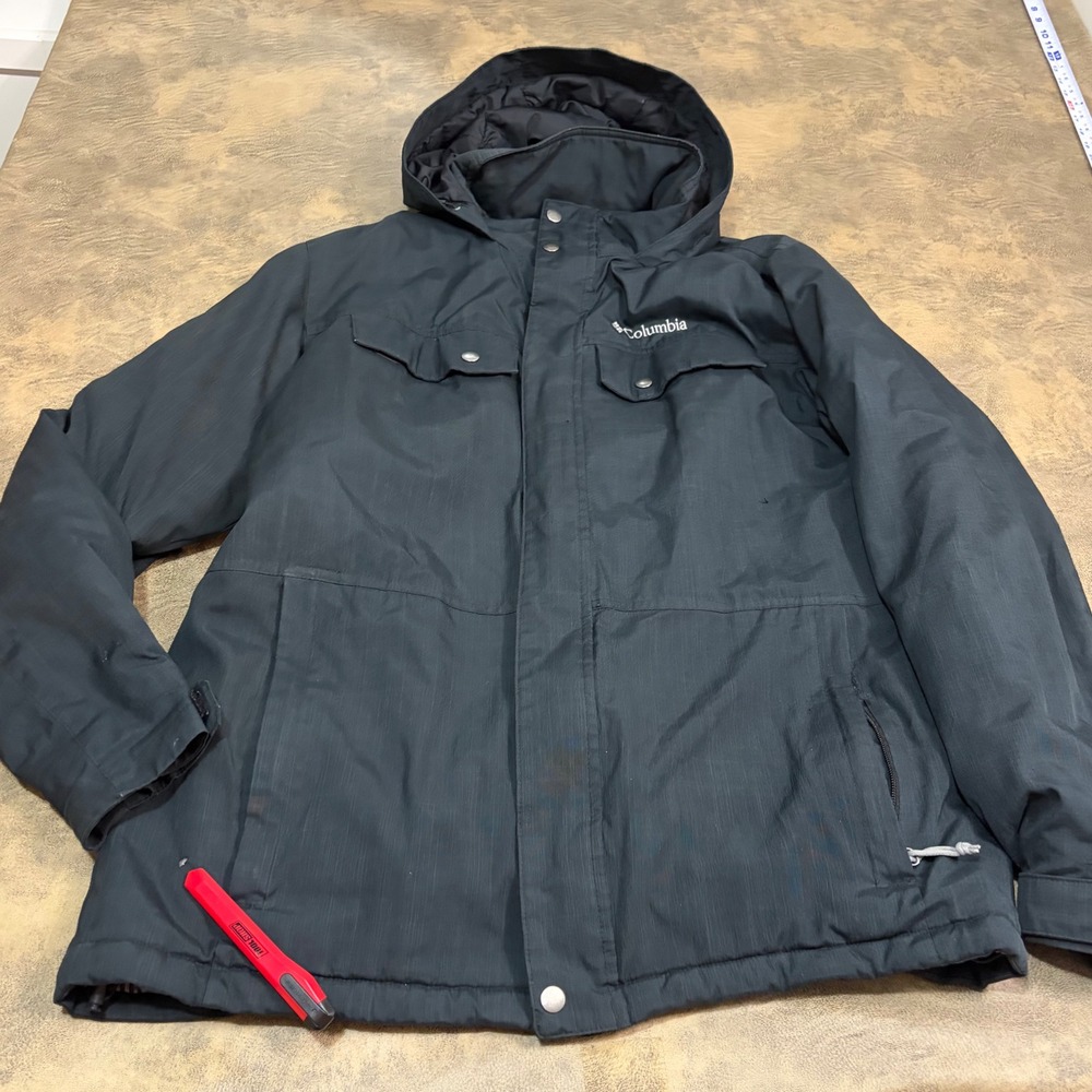 Columbia Interchange Jacket Mens Large Black Thermal Coil Hooded Parka 0410